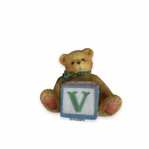 Vintage Priscilla Hillman Enesco 1995 Bear Block Keepsake Initial Letter Name V